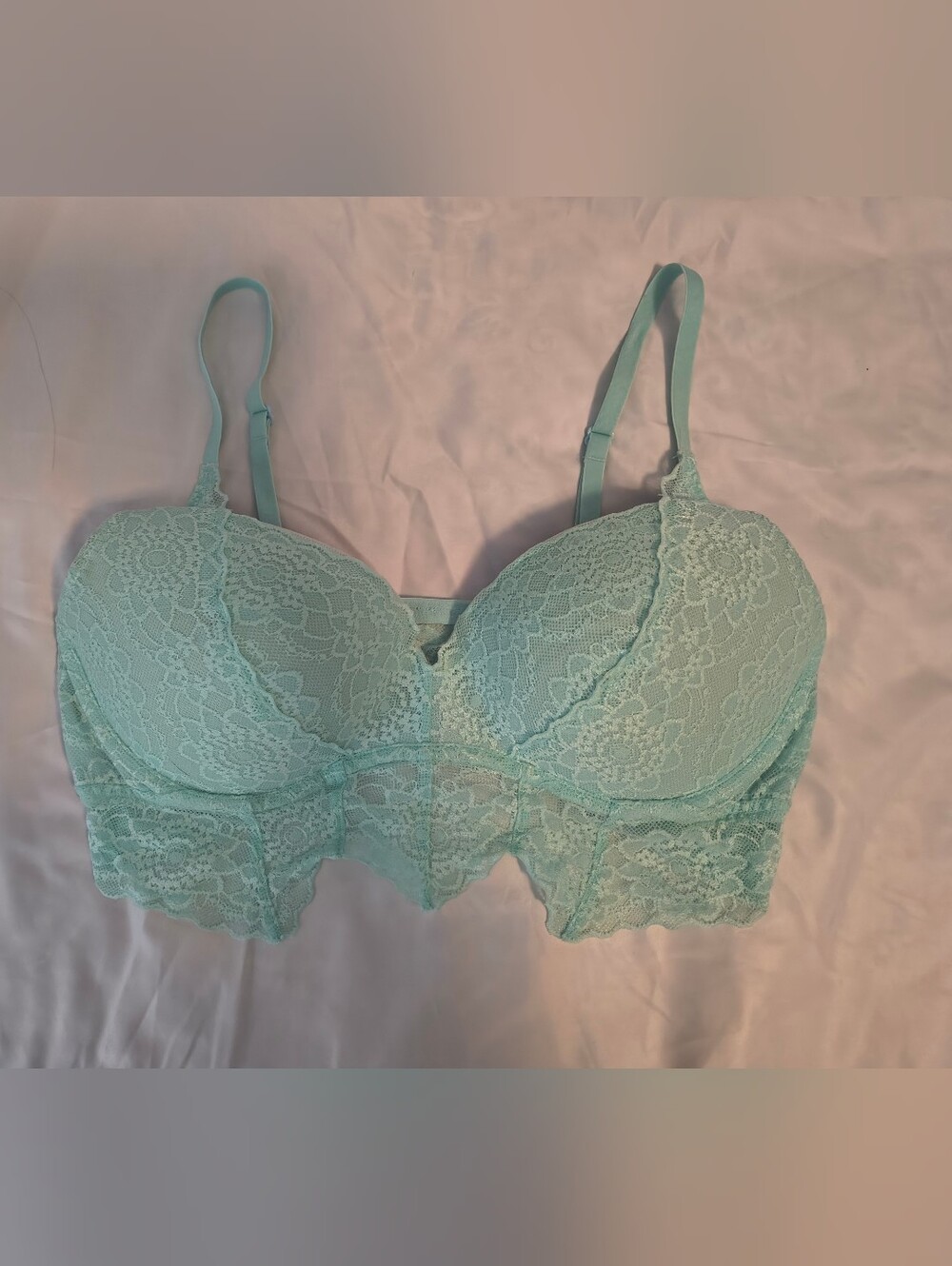PINK Victoria's Secret Mint Lace Longline Bra